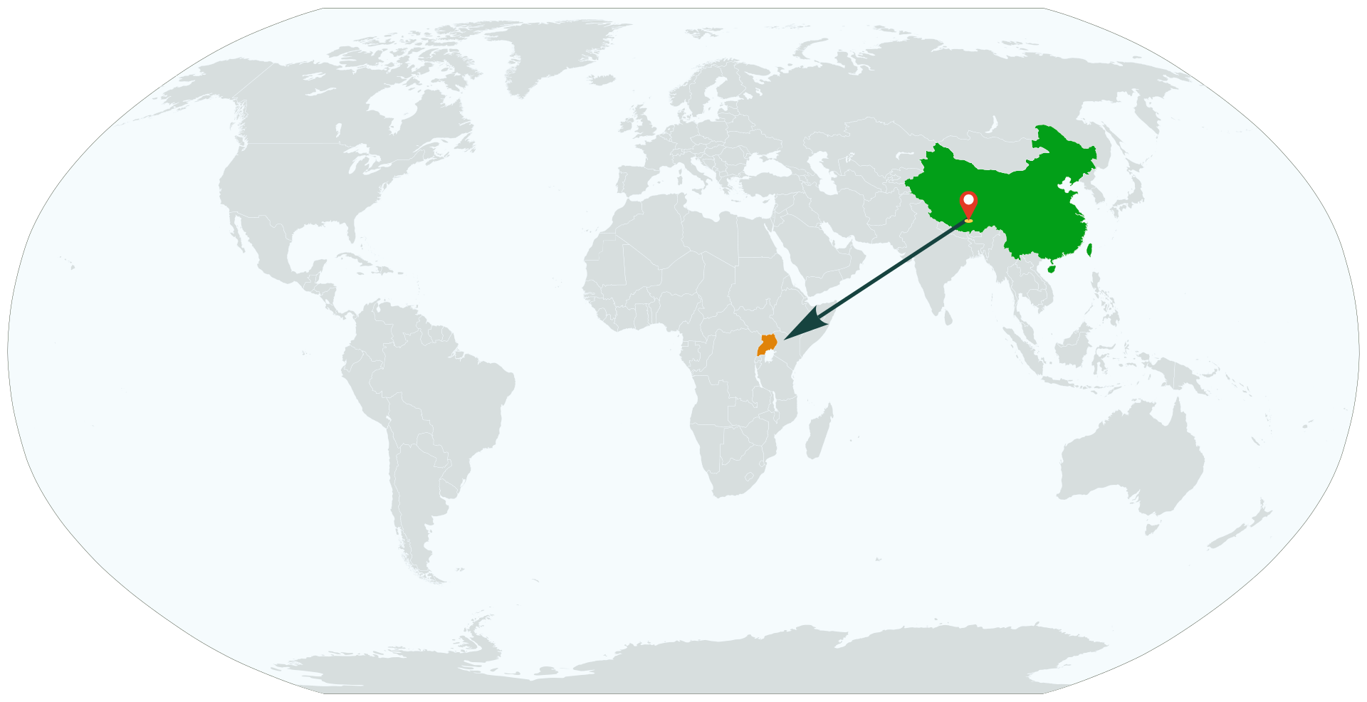 Judy Cargo Agency Global Footprint - China to Uganda Logistics Route